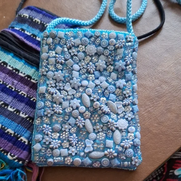 Beaded Teal Crossbody Phone Bag - Women - Picture 4 of 11